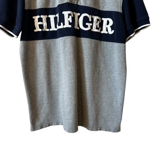 Vintage Tommy Hilfiger Men’s Logo Polo Gray Rugby Golf Sporty Sz Large Blokecore - Picture 5 of 9
